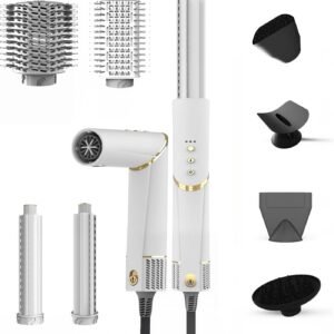 9-in-1 All-in-One Hair Styler & Blow Dryer Set, Hot Air Brush with Auto-Wrap Curlers, Oval Brushes, Diffuser & Frizz Control Nozzle, Multi Styler for Smooth, Voluminous Hair