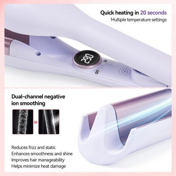 Hair Crimper Wave Curling Iron,Ionic Hair Waver for Short Hair,Ceramic 3 Barrel Beach Waves Crimper,Hair Deep Waver for Women,1.25 Inch