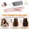 Cordless Curling Iron Brush, 3-in-1 Travel Hair Curler Straightener Brush, 7000mAh Rechargeable Mini Curling Iron Tool, 4 Temperatures/Fast Heating/Anti-Scald/Anti-Frizz Hot Rollers
