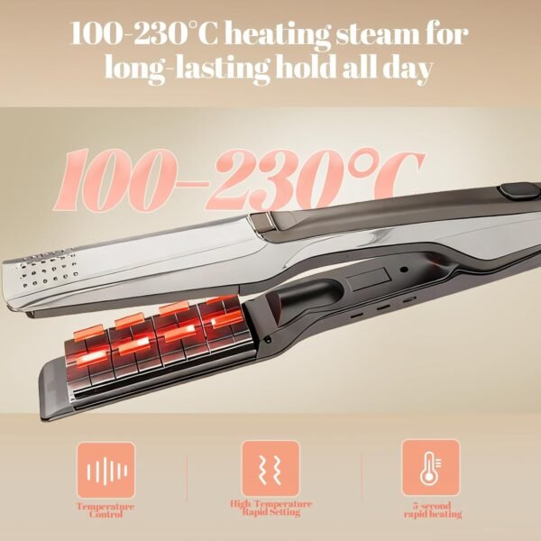 Hair Straightener and Curling Iron 2-in-1 Hair Straightener with Steam Styling Tool for Hair Straightening and Curls 2026 New Grey Ceramic Straightener and Curling Iron for Straight Curly