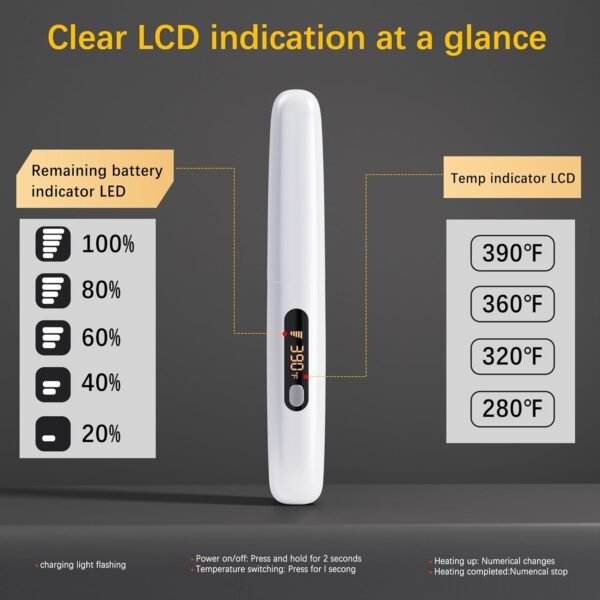 Cordless Hair Straightener Curler 2 in 1 Ceramic Flat Iron Mini Portable Fast Heating 30s 4500mAh Battery 4 Temp Adjustments LCD Display USB Rechargeable for Women Men with Pouch (White)