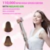 5-in-1 Hot-Air Brush Styler & Dryer - No Heat Damage Auto Wrap Multistyler - 110,000 High Speed Fast Drying Blow Dryer Brush Set - Airbrush Hair Styler & Air Curler for Women Gray