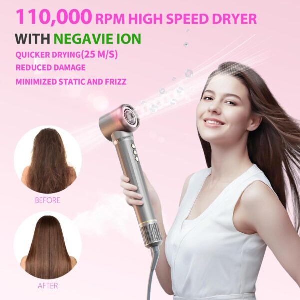 5-in-1 Hot-Air Brush Styler & Dryer - No Heat Damage Auto Wrap Multistyler - 110,000 High Speed Fast Drying Blow Dryer Brush Set - Airbrush Hair Styler & Air Curler for Women Gray
