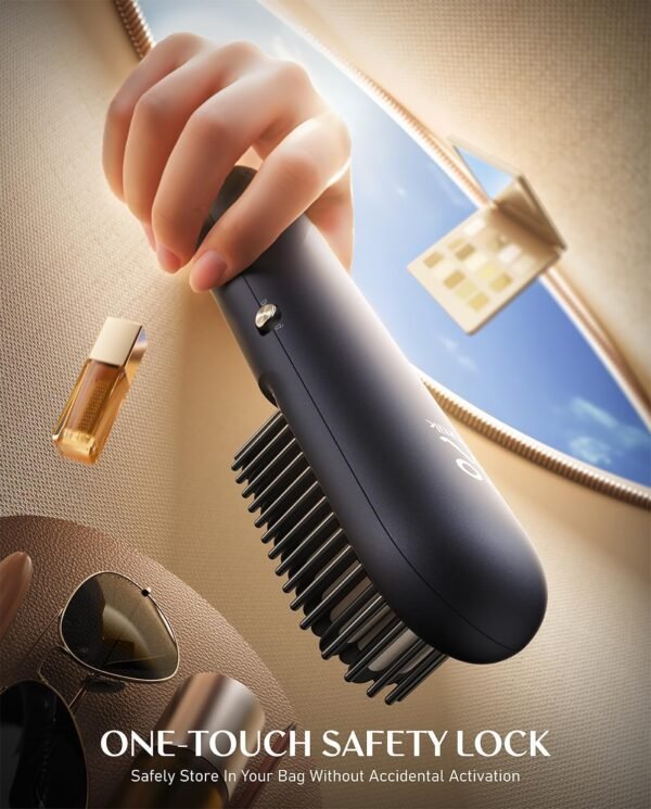 10 APEX Portable Hair Straightener Brush, Cordless Straightening Comb with 113% Larger Heating Area, LED Display & Ceramic Coating, Ionic Technology & Safe Mode - Midnight