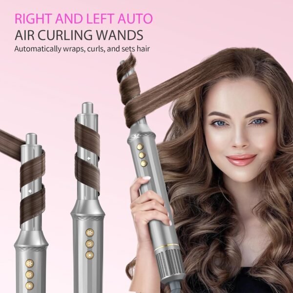 5-in-1 Hot-Air Brush Styler & Dryer - No Heat Damage Auto Wrap Multistyler - 110,000 High Speed Fast Drying Blow Dryer Brush Set - Airbrush Hair Styler & Air Curler for Women Gray