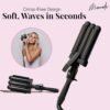 Hair Waver 1.25" - 3 Barrel Curling Iron 1 1/4 Inch, Ceramic Barrel Waver for Thick, Thin, Long, or Short Hair - 1.25", Black with Glove
