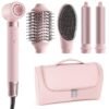 5 in 1 Hot Air Styler Wrap - High-Speed Hair Dryer, Volumizing Brush with Auto Curlers, Fast Drying & Frizz-Free Styling Straightening, No Heat Damage, Includes Travel Bag, Gift for Women