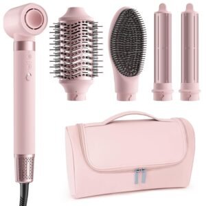 5 in 1 Hot Air Styler Wrap - High-Speed Hair Dryer, Volumizing Brush with Auto Curlers, Fast Drying & Frizz-Free Styling Straightening, No Heat Damage, Includes Travel Bag, Gift for Women