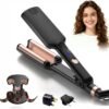 Crimper Hair Tool, Mini Hair Crimper for Women Heating up 390°F, Waver Curling Iron with Europe UK Adapter Plug, Double Voltage Crimping Iron for All Style (9.5 Inch/1.5 Inch)