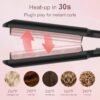 Waver Curling Iron Hair Crimper 3/4 Inch, Ionic Deep Waver Hair Curler Tool, 5 Temp Dual Barrel Mini Portable Curling Wand, Dual Voltage, Anti-Scalding Fast Heating for Short and Long Hair