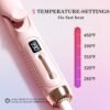 Hair Straightener Curler 2-in-1: 1.25" Flat Iron for Women - Curling Wand 360° Airflow Cooling Vents Titanium Ionic for Less Frizz - 5 Temps & Auto Off Dual Voltage (Pink)