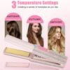 2-in-1 Cordless Hair Straightener Curler, 2S Rapid Preheating Titanium Flat Iron, 5000mAh USB-C Rechargeable Mini Travel Styling Tool, LCD 3 Temp Settings for Women (Pink, FCC-Certified)