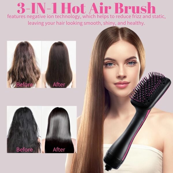 Hair Dryer Brush Blow Dryer Brush in One, 3 in 1 One Step Hair Dryer and Styler, Negative Ion Hair Straightener Hot Air Styling Tool for Straightening Drying Smoothing