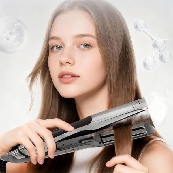 Hair Straightener and Curling Iron 2-in-1 Hair Straightener with Steam Styling Tool for Hair Straightening and Curls 2026 New Grey Ceramic Straightener and Curling Iron for Straight Curly