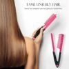 Hair Straightening Set - 2-Pack Flat Iron Comb for Beautiful Tresses, Straightener With Firm Grip, Ideal for Knotty Hair, Styling, Pink