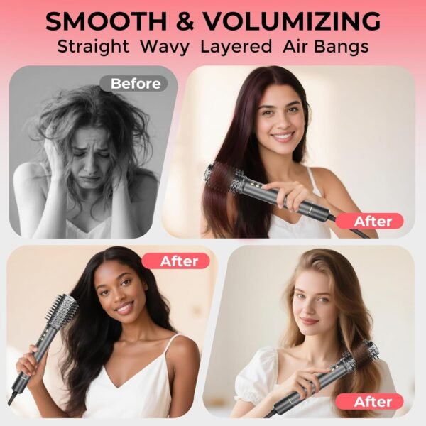 5 in 1 Hair Styler&Hair Dryer Brush,High-Speed Frizz-Free Blow Dryer,Ionic Fast Drying Hot Air Brush Air Styler Wrap, Auto Wrap Curler, Multi Styler Tools-Curl,Volumize, Straighten,Ideal Gift