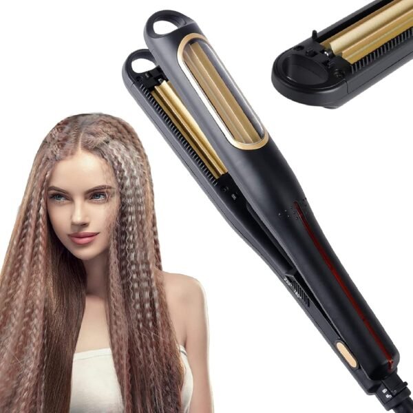 Auto Hair Crimping Iron - Volumizing Fluffy Hairstyle Curler, Corrugation Crimper, Anti Static - Adjustable Temperature for All Hair Types