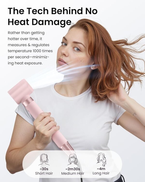 5 in 1 Hot Air Styler Wrap - High-Speed Hair Dryer, Volumizing Brush with Auto Curlers, Fast Drying & Frizz-Free Styling Straightening, No Heat Damage, Includes Travel Bag, Gift for Women