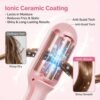 1&1.25 Inch Hair Crimper for Women - Curling Iron Waver Hair Tool to Adjustable Groove - Rizadora para Cabello - Anti-Scald Tech Hair Waver - Ionic Ceramic Coating for Long-Lasting,Fast Heating,Pink