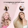 2-in-1 Hair Straightener and Blow Dryer, Professional Hair Styling Tool, Pink