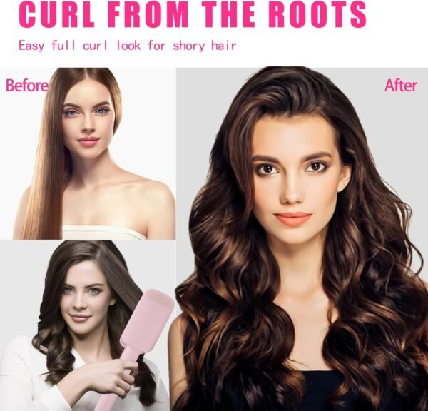 Waver Curling Iron Hair Crimper, Ionic Deep Waver Hair Curler Tool, Beach Waver Curling Wand, 2 in 1 straightener and curler with Ceramic 3 Barrel for Women, Dual Voltage, Anti-Scald, 1.25 Inch (Pink)