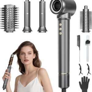 5 in 1 Hair Styler&Hair Dryer Brush,High-Speed Frizz-Free Blow Dryer,Ionic Fast Drying Hot Air Brush Air Styler Wrap, Auto Wrap Curler, Multi Styler Tools-Curl,Volumize, Straighten,Ideal Gift