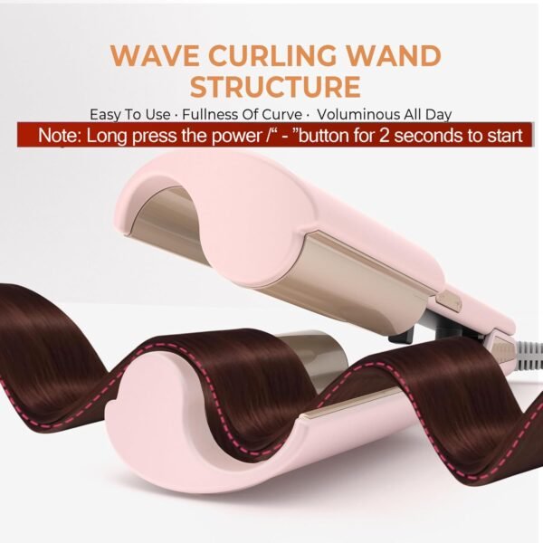 Waver Hair Tool,Mini Waver Curling Iron，Curling Iron Hair Crimper Waver，Ionic Deep Waver Curling Wand with Ceramic 2 Barrel for Women，Double Voltage, Easy to Use, Pink, 1.25 Inch