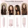 Curling Iron Set 7-in-1, Multi Curler Wand Set with 5 Interchangeable Barrels(0.6"-1.25"), Crimper Styling Tools, Heated Round Brush, Hair Straightener, Ceramic Coating with Pink Gift Package