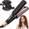 Waver Curling Iron Hair Crimper 3/4 Inch, Ionic Deep Waver Hair Curler Tool, 5 Temp Dual Barrel Mini Portable Curling Wand, Dual Voltage, Anti-Scalding Fast Heating for Short and Long Hair