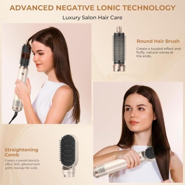 5 in 1 Hair Dryer Brush Set, Negative Ion Blow Dryer Brush Upgrade Hot Air Brush Air Styler Curling Wrap Air Curler, Curling Iron Hair Styling Tools As A Gift for Straight/Curl/Drying/Smoothing