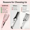 1&1.25 Inch Hair Crimper for Women - Curling Iron Waver Hair Tool to Adjustable Groove - Rizadora para Cabello - Anti-Scald Tech Hair Waver - Ionic Ceramic Coating for Long-Lasting,Fast Heating,Pink