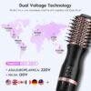 Mini Travel Dual Voltage Hair Dryer Brush,1000 Watts Hot Air Brush with European Plug, Ionic Hair Dryer and Styler for Women, Oval Barrel 2 Heat & 2 Speed Settings for International Travel
