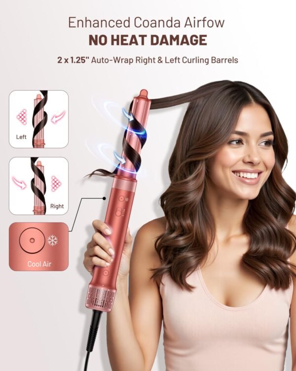 5 in 1 High-Speed Hair Dryer Brush - Hot Air Styler & Hair Styler, Fast Drying Blow Dryer Brush No Heat Damage Multi-Styler Auto Wrap Curlers for Volumizing Curl Straighten Frizz-Free