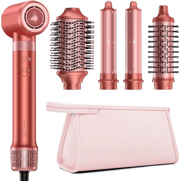 5 in 1 High-Speed Hair Dryer Brush - Hot Air Styler & Hair Styler, Fast Drying Blow Dryer Brush No Heat Damage Multi-Styler Auto Wrap Curlers for Volumizing Curl Straighten Frizz-Free