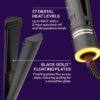 Black Gold Ionic 1 1/4 Inch Flat Iron, Use as Straightener for Sleek Straight Hair or Use Rounded Edges for Shiny Curls and Waves, Stylist-Preferred