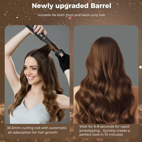 5 in 1 Hair Styler & Hot Air Brush - Air Curling Wrap with Low-Speed Negative Ion Technology, Hair Dryer Brush for Drying, Curling, Straightening & Styling, Hair Styling Tools at Home (Black)