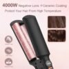 Waver Curling Iron Hair Crimper 3/4 Inch, Ionic Deep Waver Hair Curler Tool, 5 Temp Dual Barrel Mini Portable Curling Wand, Dual Voltage, Anti-Scalding Fast Heating for Short and Long Hair