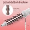 Heated Round Brush, Ceramic Tourmaline Ion 1/2 inch Curling Iron, Hot for Fluffy Thermal Brush Curling Wand, Suitable for All Hair Types Tool (White, 0.5 inch)