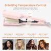 Waver Hair Tool,Mini Waver Curling Iron，Curling Iron Hair Crimper Waver，Ionic Deep Waver Curling Wand with Ceramic 2 Barrel for Women，Double Voltage, Easy to Use, Pink, 1.25 Inch
