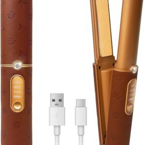 2-in-1 Cordless Hair Straightener Curler, 2S Rapid Preheating Titanium Flat Iron, 5000mAh USB-C Rechargeable Mini Travel Styling Tool, LCD 3 Temp Settings for Women (Urban OL)