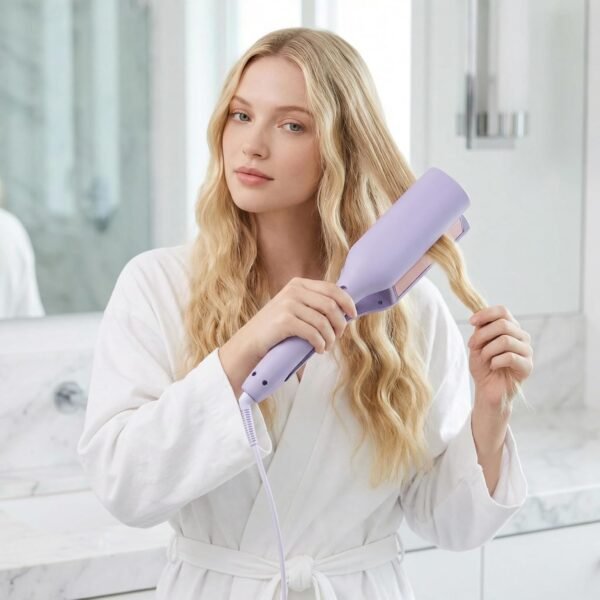 Waver Curling Iron Hair Crimper, 1.25 Inch Ionic Wavy Hair Curler with Ceramic 2 Barrel, Fast Heating Crimper Hair Iron for Wide Deep Waves for Short Long Hair