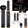 5 in 1 Hair Dryer Brush Set,Professional Negative Ionic Hot Air Styler, Air Curling Wrap Styler,Detachable Blow Dryer Brush With Auto Wrap Curlers,Hair Styling Tools For Straight/Curl/Drying/Smoothing