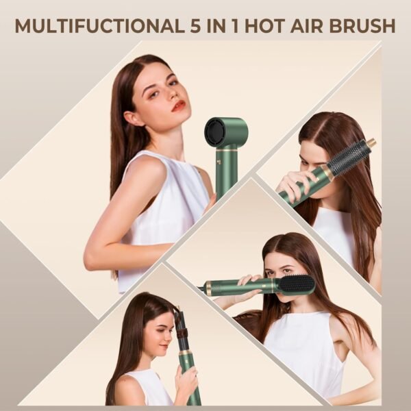 5 in 1 Blow Dryer Brush, Negative Ion Hair Dryer Brush Set Upgrade Hot Air Brush Air Styler Curling Wrap Air Curler, Curling Iron Hair Styling Tools As A Gift for Straight/Curl/Drying/Smoothing