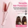 Deep Beach Waver & Curling Iron, Ionic Waver Hair Curler Tool, Ceramic 3 Barrel Curler Wand for Short Hair Women (Pink)