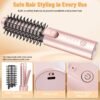 Cordless Curling Iron Brush, 3-in-1 Travel Hair Curler Straightener Brush, 7000mAh Rechargeable Mini Curling Iron Tool, 4 Temperatures/Fast Heating/Anti-Scald/Anti-Frizz Hot Rollers
