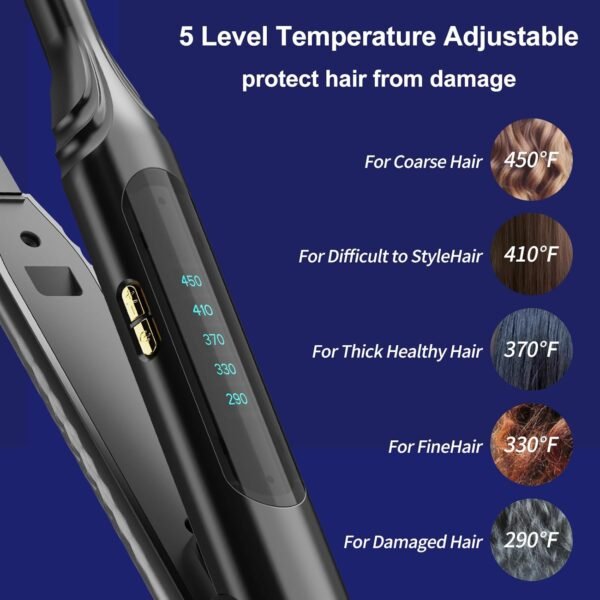 Pencil Flat Iron 3/10'' Small Flat Irons for Short Hair,Pixie Cut & Bangs,Hair Straightener for Edge with LED Display,Travel Mini Hair Straightener with Dual Voltage,Auto Shut Off（Black）