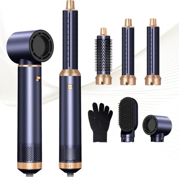 5 in 1 Blow Dryer Brush, Negative Ion Hair Dryer Brush Set Upgrade Hot Air Brush Air Styler Curling Wrap Air Curler, Curling Iron Hair Styling Tools As A Gift for Straight/Curl/Drying/Smoothing