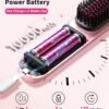 Cordless Hair Straightener Brush - Portable Hair Straightening Brush for Travel - 300M Negative Ions for Frizz-Free Shine, Touch Up On-The-Go, Fast Heating, Gift for Women, 10,000mAh, Powder Pink