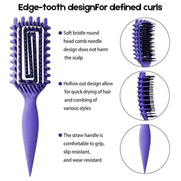 Curly Hair Brush Candybrush Curl Defining Brush for Detangling Shaping and Defining Curls for Women, Men, Wet & Dry Hair (Purple)