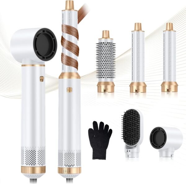 5 in 1 Blow Dryer Brush, Negative Ion Hair Dryer Brush Set Upgrade Hot Air Brush Air Styler Curling Wrap Air Curler, Curling Iron Hair Styling Tools As A Gift for Straight/Curl/Drying/Smoothing